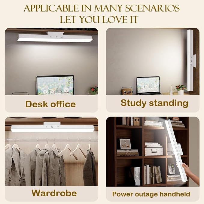 BY-J [2025 Upgraded Version Eye Protection Study Desk Lamp Student Desk Bedside Dressing Table Magnetic Wall-Mounted 42cm Long Cool Light Rechargeable Student Dormitory Children's Reading Light - Image 4