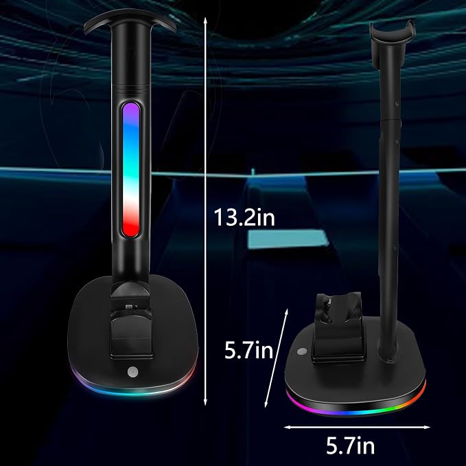 PS4 Controller Charger with RGB Headphone Stand, JDGPOKOO PS4 Controller Charger Dock Station with 2 USB Charging Ports, Headset Stand for PlayStation 4 Charging Station, Black - Image 6
