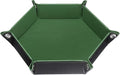 HARFINGTON PU Leather Dice Tray Unisex Valet Tray Folding Hexagon Tray Portable Entryway Table Nightstand Bedside Desk Holder for Key Wallet Watch Coin Jewelry, Olive Green by HARFINGTON
