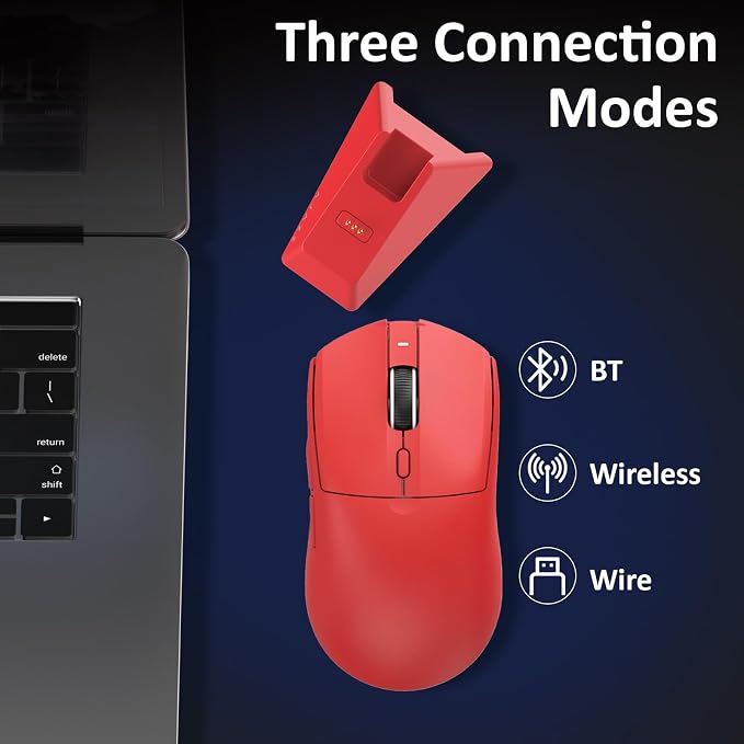 AJ139 V2 MC Wireless Gaming Mouse 2.4G Wired/Bluetooth | RGB Magnetic Charging Dock | Lightweight Design | 12K DPI | 500mAh Battery | PAW3311 Sensor | 5 Programmable Buttons, Compatible with PC/Mac - Image 4