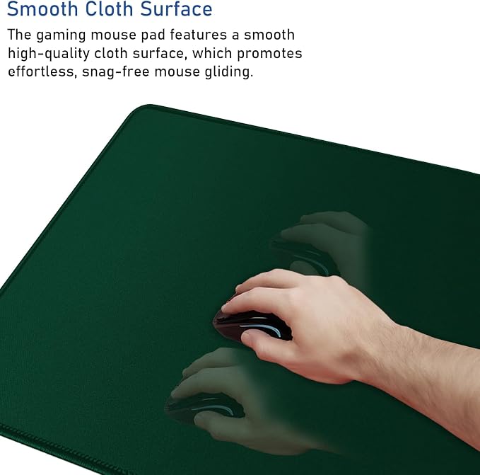 Gaming Mouse Pad with Stitched Edges, Durable Non-Slip Natural Rubber Base, Waterproof Computer Keyboard Pad Mat for Esports Pros/Gamer/Desktop/Office/Home - Green - Image 5