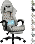 HLDIRECT Massage Recliner Gaming Chair with Footrest for Adults, Light Grey | 300lbs Capacity, Ergonomic Office Computer Chair, Lumbar Support, Breathable Fabric, Headrest, 360° Swivel, Metal Frame by HLDIRECT