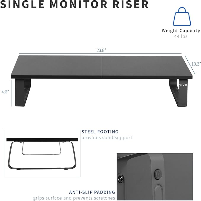 VIVO Monitor and Laptop Stand, 24 inch Desktop Riser, Black, STAND-V000D - Image 3
