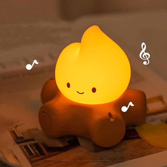 Cute Fake Campfire Lamp with White Noise, 5 Soothing Sounds & Flickering Flame Light, Rechargeable Portable Night Light for Sleep, Relaxation, Camping Decor & Gifts (White Noise Version) - Image 9