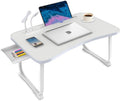 Fayquaze Laptop Bed Desk, Portable Foldable Lap Bed Table with USB Charge Port Storage Drawer and Cup Holder,Lap Desk Laptop Stand Tray Table Serving Tray for Eating, Reading and Working by FAYQUAZE