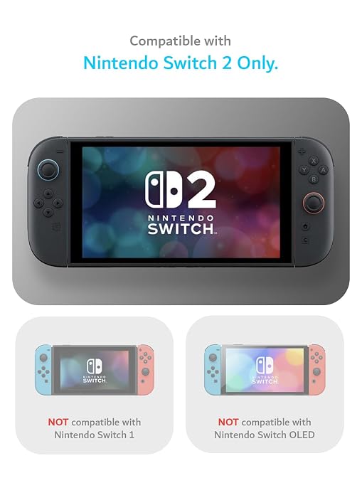TUDIA Snap-On Case Compatible with Nintendo Switch 2 (2025) - [Kickstand Access] Dockable Slim Scratch-Resistant Console PC Cover with Enhanced Shockproof TPU Handheld Grip (Black, Clear Back Cover) - Image 2