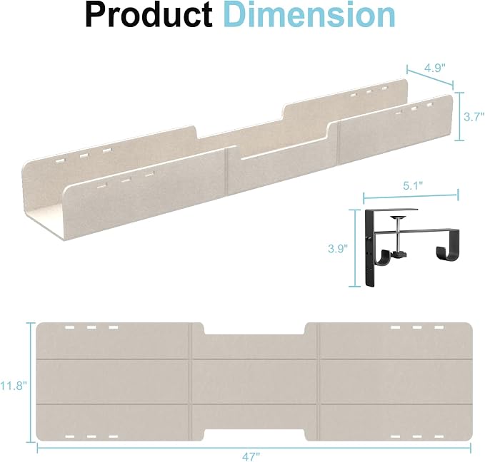 No-Drill Under Standing Desk Cable Management,47.2" L,Beige - Image 7