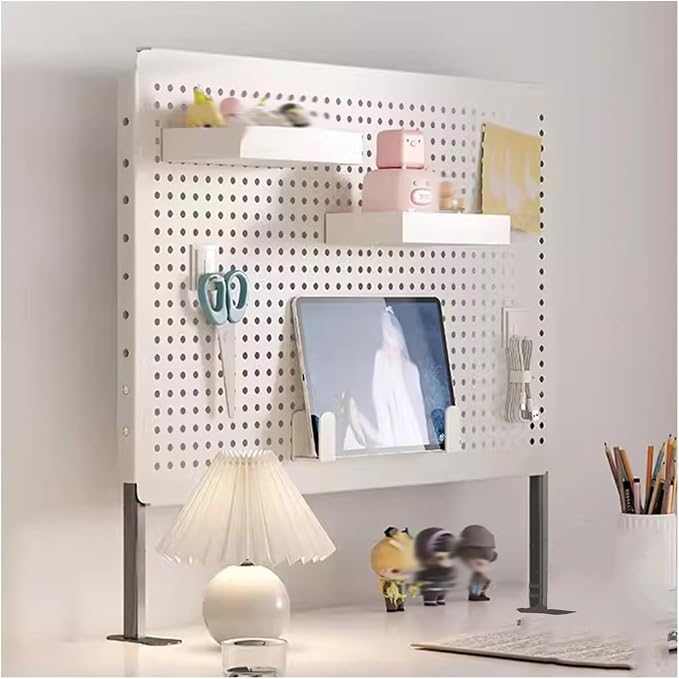 Pegboard Wall Organizer Panels.Dual Monitor Desk Pegboard with Privacy Panel - Modular Standing Desk Accessories for Office & Gaming - 40x40cm White Partition Solutions for Enhanced Producti - Image 9