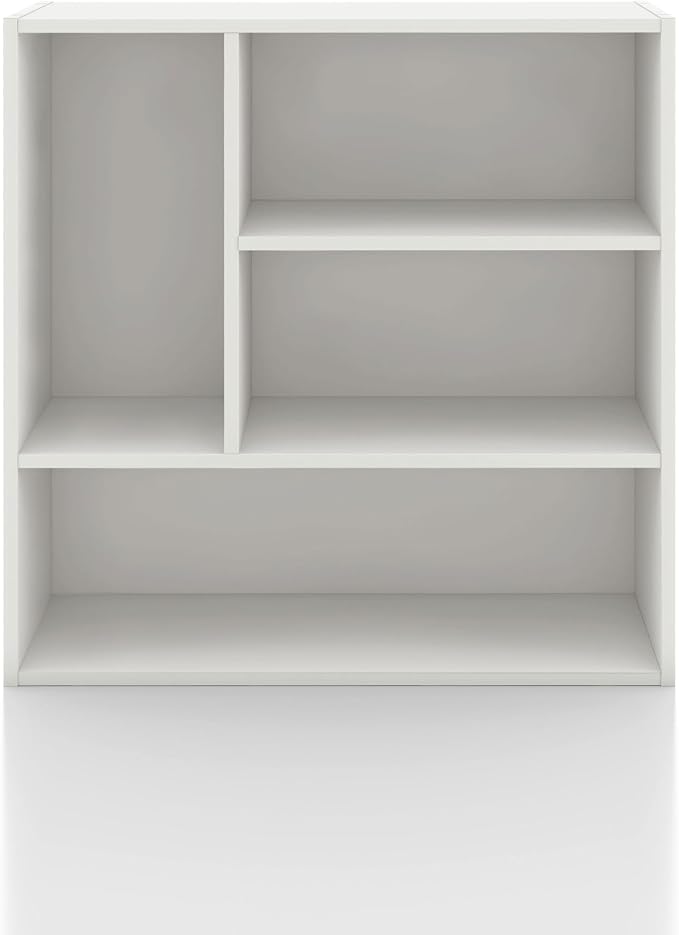 Homes: Inside + Out Apexa 4-Vertical Storage Organizer Shelves, Stackable Wood Bookcase for Organization, Dorm Teen Room Decor & Home Office, White - Image 10