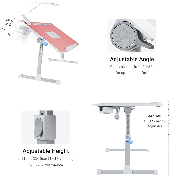 iXTRA Adjustable Laptop Lap Desk with Cooling Fan USB Light for Adults - Image 3