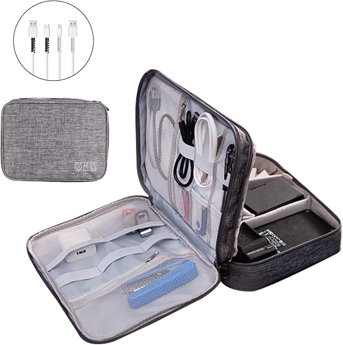 OrgaWise Electronics Organizer, Electronic Accessories Bag Travel Cable Organizer Three-Layer for iPad Mini, Kindle, Hard Drives, Cables, Chargers - Image 7