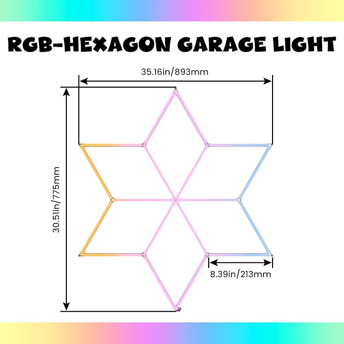 RGB Hexagon Lights - Music Sync Mode Hexagon Lights with App & Remote Control, RGB Light for Gaming Room, Workshop, Gym, Club, Bar, Parties Decoration - Image 9
