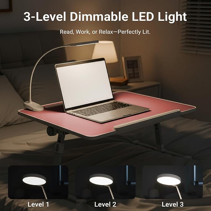 iXTRA Adjustable Laptop Lap Desk with Cooling Fan USB Light for Adults - Image 4
