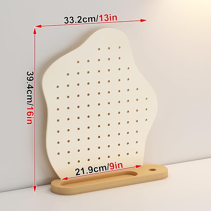 Desk Pegboard Gaming Desk Organizer Desk Back Panel, Solid Wood Base Pegboard, Storage Rack with Pegboard Hook, for Office Dormitory Home Desk(33.2 * 39.4cm) - Image 2
