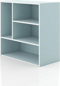Homes: Inside + Out Apexa 4-Vertical Storage Organizer Shelves, Stackable Wood Bookcase for Organization, Dorm Teen Room Decor & Home Office, Light Blue by HOMESInsideOut