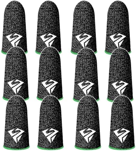 6 Pairs Finger Sleeves for Gaming, Gaming Finger Sleeves, Thumb Sleeves Mobile Gaming Controller, Cell Phone Gaming Finger Sleeves for Mobile Game, Anti Sweat, Breathable (Green) by Unknown