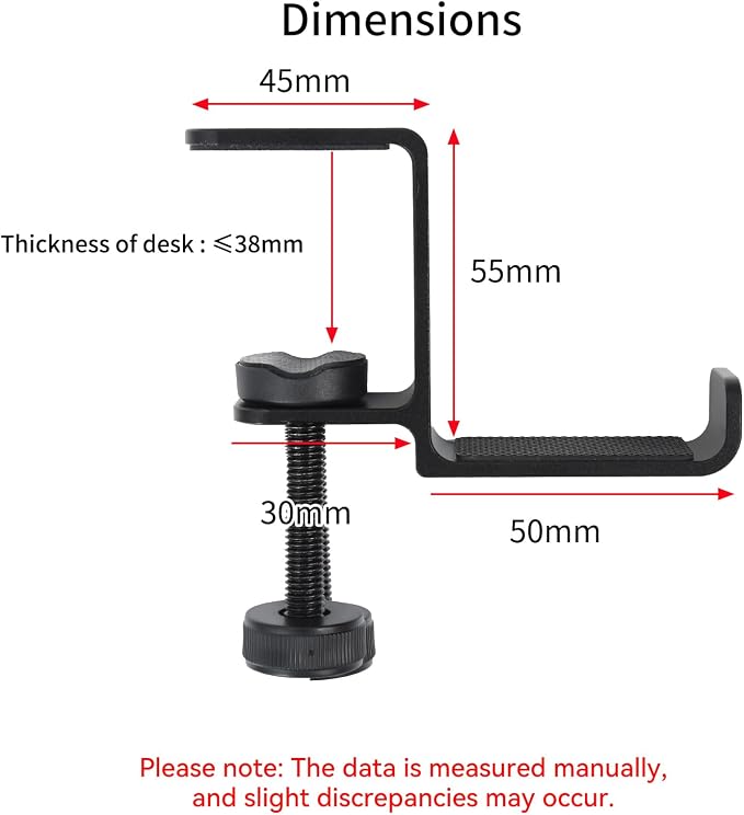 aceyoon Under Desk Headphone Hanger, Aluminum Headphone Stand,Headset Holder Space-Saving for Bag/Backpack/GamingHeadphone, Black - Image 7