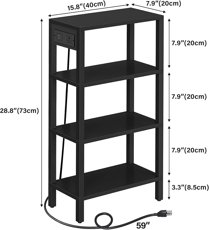 TUTOTAK Narrow Side Table Set of 2, Small End Table with Charging Station - Image 3