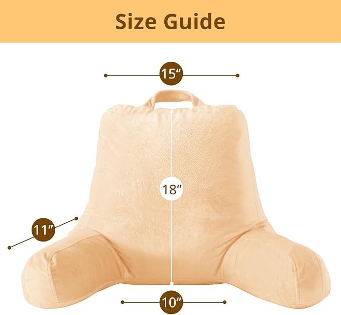 Sasttie Reading Pillow for Bed, Back Pillow for Sitting Up, Camel - Image 4