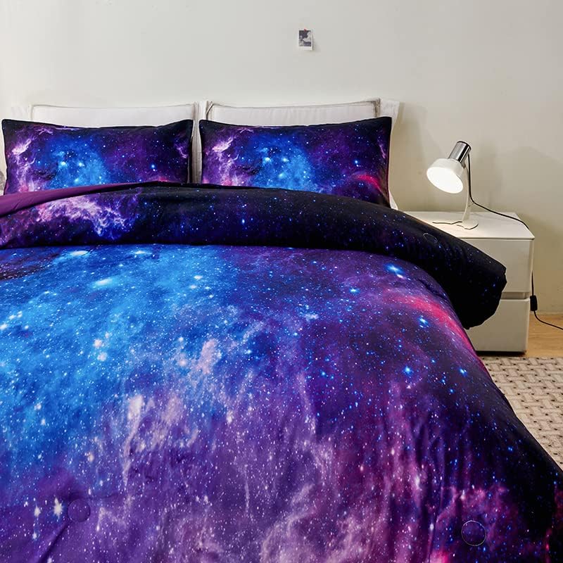 Galaxy Bedding Twin,Girls Purple Comforter Sets,Twin Size Comforter Set for Boys Kids,Teen Girl Bed Set,Space Bedding,Kids Bed Set for Girls - Image 4