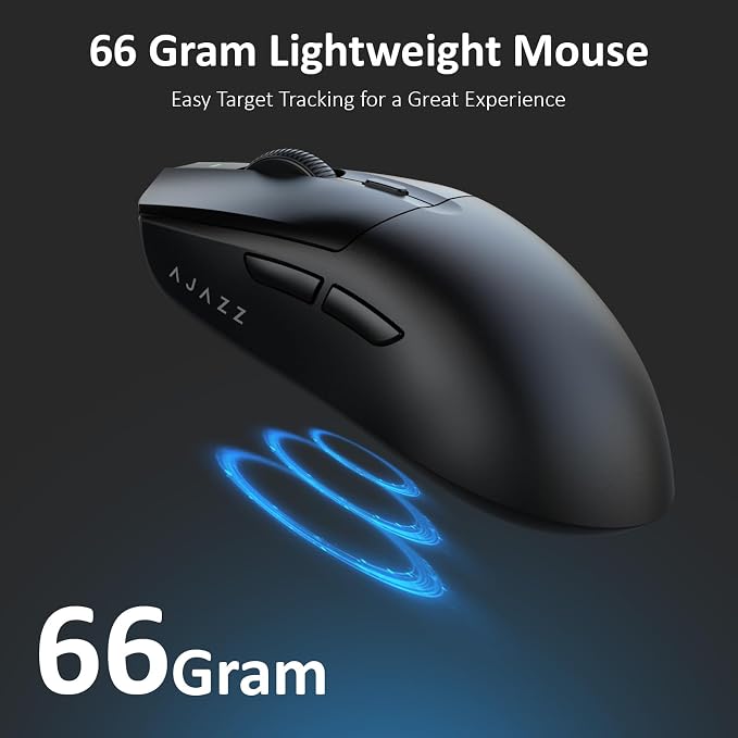 AJAZZ AJ139 V2 MC Wireless Gaming Mouse with RGB Charging Dock, 66g Ultra-Lightweight Tri-Mode Optical Mouse, 12000 DPI PAW3311 Sensor, Ergonomic Rechargeable Gaming Mouse for PC/Mac - Black - Image 7