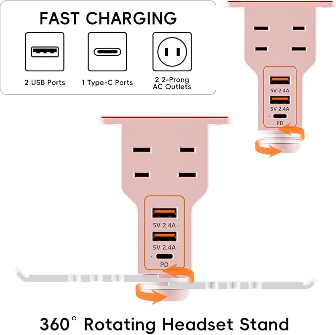 Multi-Function Desk Headphone Hanger Hook Gaming Office - Image 5