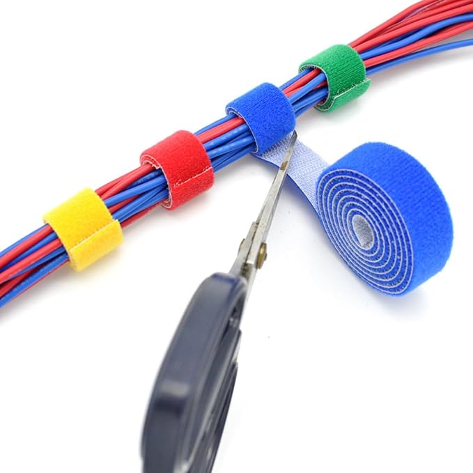 Reusable Fastening Tape Cable Ties 3/4 Inch Double Side Hook Roll (5 Yard, Blue) - Image 2