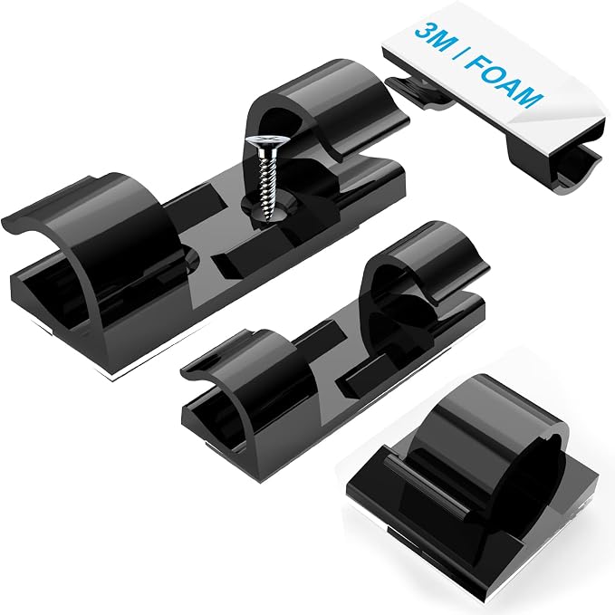 TidyHelper Adhesive Cable Clips Black (M&L Sizes, 60 PCS), Indoor/Outdoor by TidyHelper