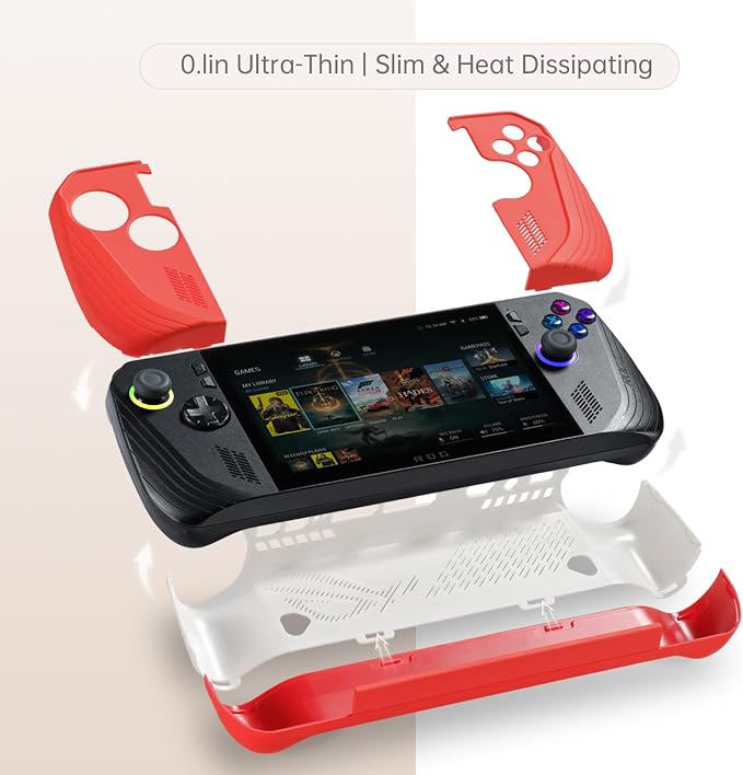 UYIYE Case for ROG Ally X 2024 Anti-Slip Rubber Protective Shell,White Red - Image 5