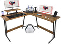 Homall L Shaped Gaming Desk Computer Corner Desk PC Gaming Desk Table with Large Monitor Riser Stand for Home Office Sturdy Writing Workstation (Classical Brown, 51 Inch) by Homall