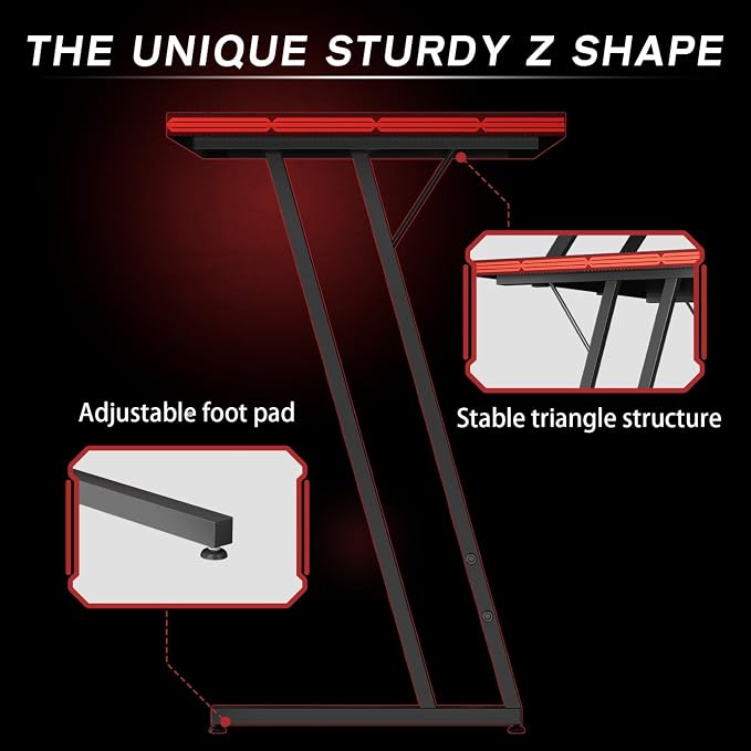 Homall L Shaped Gaming Desk Computer Corner PC Desk Table with Large Monitor Riser Stand for Home Office Sturdy Writing Workstation (Black, 47 Inch) - Image 5