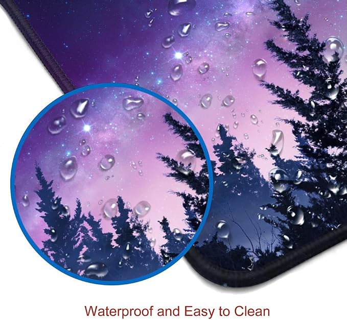 Gaming Large Mouse Pad with Stitched Edges, Galaxy Desk Mat, Extended Keyboard Pad, Non-Slip Rubber Base Desk Pad for Keyboard and Mouse, 31.5X11.8 inch, Moon Starry Sky - Image 5
