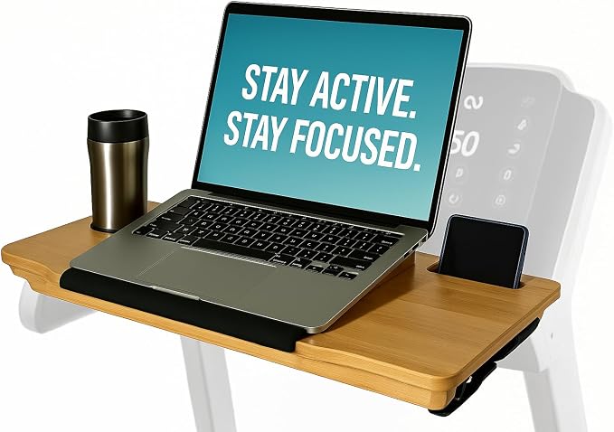 Treadmill Desk Attachment - Joymaney Adjustable Laptop Workstation with Wrist Rest, Cup Holder & Phone Slot- Fits Treadmills up to 32" by ArtDryingRacks
