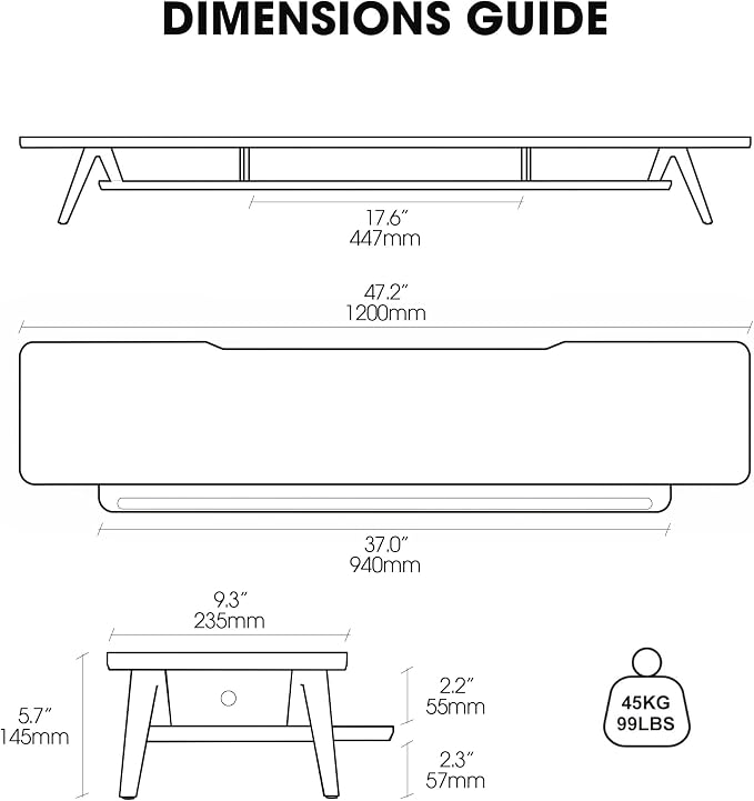 Fenge Dual Monitor Stand Riser, Wooden Desk Shelf with 2-Tier Storage | 47.2-Inch Extra Wide, Sturdy Aluminum Legs, Built-In Phone & Tablet Slot, Desktop Organizer for Office Accessories - Image 5
