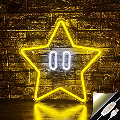 Star Neon Sign, Gaming Led Neon Light for Kids Bedroom Wall Decor Game Room Decor,Man Cave,Dimmable Gaming Star Led Sign Gifts for Kids Boys by JIARODEYLEDNEONSIGN