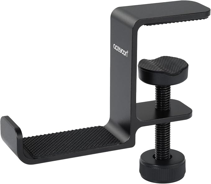 aceyoon Under Desk Headphone Hanger, Aluminum Headphone Stand,Headset Holder Space-Saving for Bag/Backpack/GamingHeadphone, Black by aceyoon