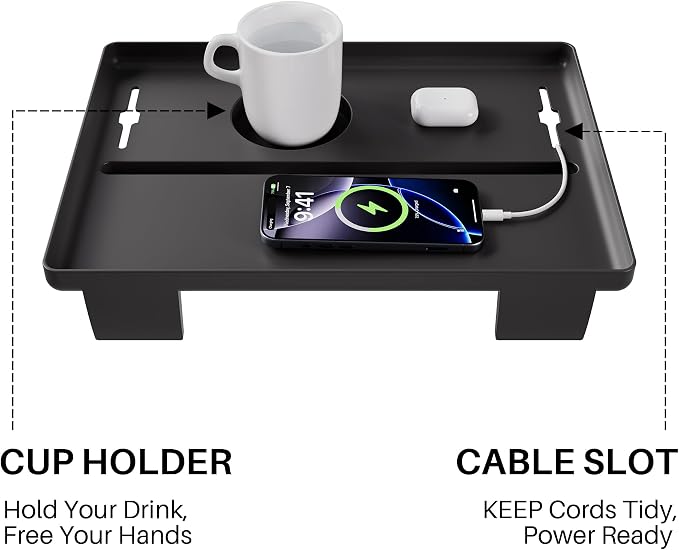 JOYMOOP Clip-On Bedside Shelf for Bunk Beds, Dorm Room Essentials, Bedside Caddy, No-Tool Install Bed Side Table Storage for Loft, Platform Beds, Nightstand Caddy for Phone, Glasses, Book, Black - Image 7