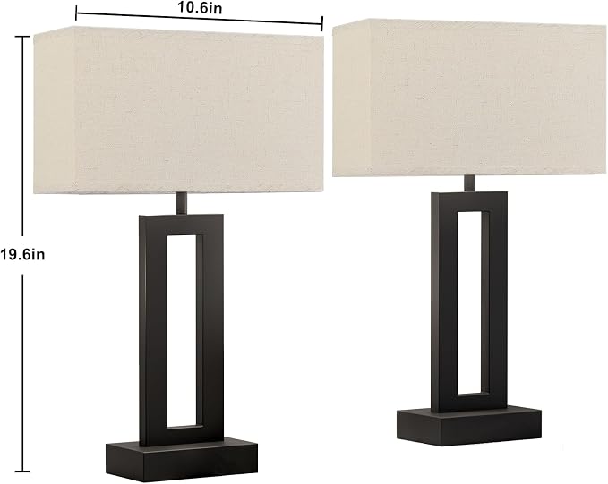 19.6" Touch Lamps for Nightstand, 3 Way Dimmable Bedroom Lamp, USB C+A - Image 8