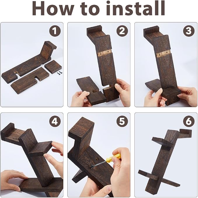 DICOSMETIC 1 Set Universal Controller Holder Wood Game Headset Stand Gaming Controller Storage Rack for Women Men Husband, 20x6x22cm (7.87x2.36x8.66in), Coconut Brown - Image 3