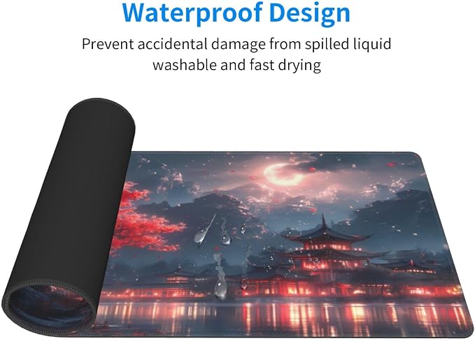 Gaming Mouse Pad Desk Pad,Extended Big Mouse Pad,31.5x11.8 Inch Long Computer Keyboard Mouse Mat Mousepad with 3mm Non-Slip Base and Stitched Edge for Gaming and Office… (Night Lake) - Image 4