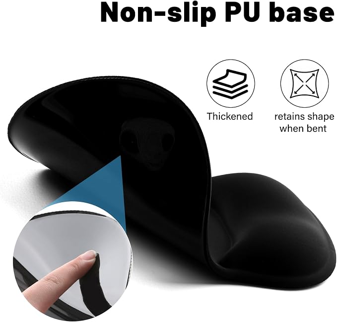Ergonomic Mouse Pad with Wrist Rest - Gel Wrist Support Mousepad with Non-Slip PU Base for Computer, Laptop, Office & Home - Image 5