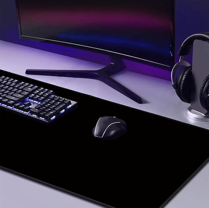 Large Black Computer Mouse Pad, Office Non Slip Gaming Desktop Keyboard Pad | Large Extended Mouse Pad; Full Desk Coverage; Waterproof Coating; Stable Anti-Slide Base For Gaming, Office, Study Daily Use - Image 5