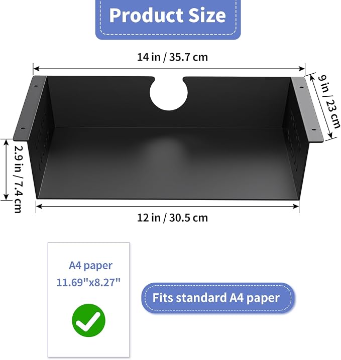 MOLIGOU Under Desk Storage Shelf, Under Desk Tray with Felt Liner, Screw Mount Under Table Hidden Storage for Home Office, Kitchen Cabinet - Image 2