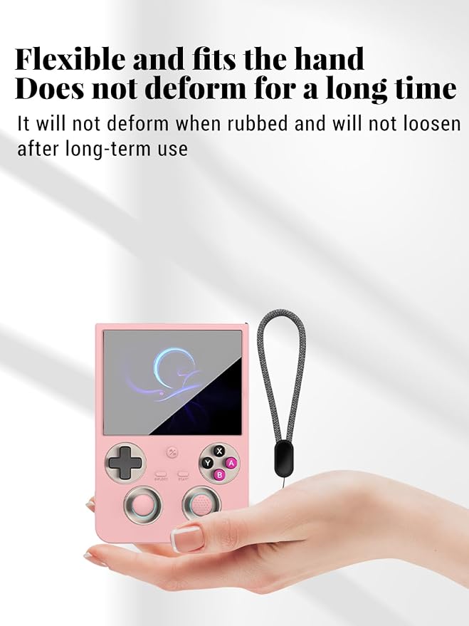 for ANBERNIC RG 477V Retro Handheld Game Protective case,Soft Silicone Shock-Absorbing Design,Waterproof and Portable,Includes 4 Button caps for rg477v, Pink - Image 5