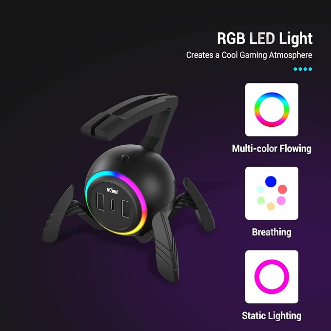 KIWIFOTOS Mouse Bungee RGB Gaming Mouse Cord Holder Controller - Image 4