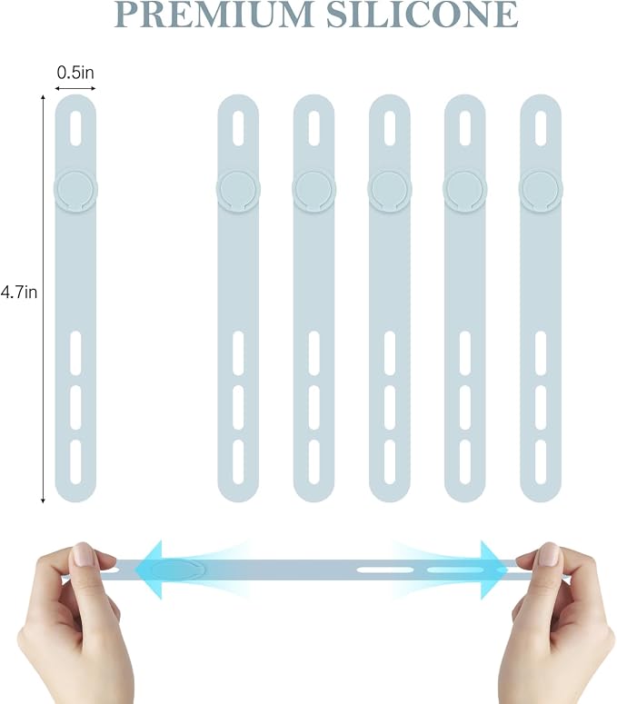 Donruby 30Pcs Silicone Cable Ties, Reusable Cord Organizer Straps, Blue - Image 2