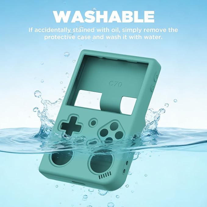for Anbernic RG35XX Pro Retro Handheld Game Console Case, Soft Silicone Protective Cover with Waterproof, Dustproof & Shockproof, Protective Case with Lanyard, Compatible with RG35XX Pro (Pine Green) - Image 5