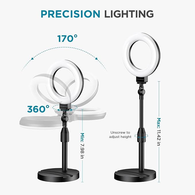 InnoGear Ring Light with Stand for Desk Computer 60 LED Streaming Lighting - Image 4