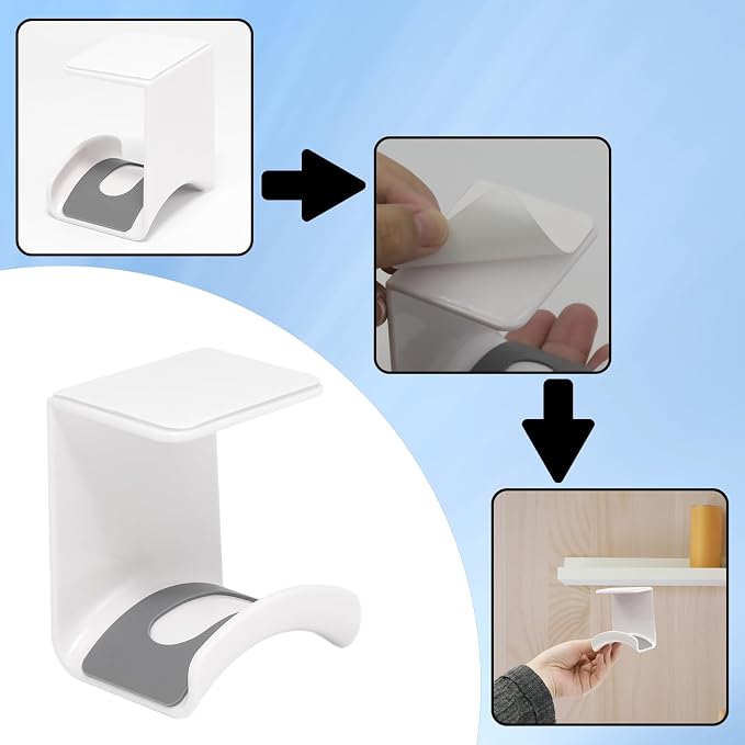 White Headphone Stand Hanger,Hanging Headset Holder Hook Under Desk - Image 4