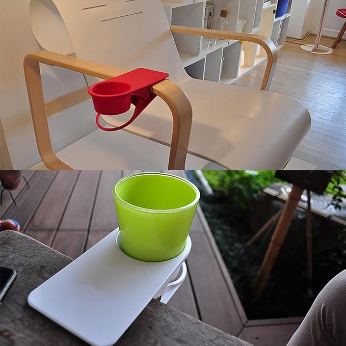 YOY Drink Cup Holder Clip - Table Desk Side Water Glass Beer Bottle Beverage Soda Coffee Mug Holder Cup Saucer Clip Design for Home Office, White - Image 9